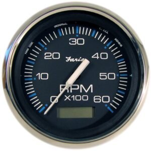 Faria Chesapeake Black 4 Tachometer w/Hourmeter - 6000 RPM (Gas) (Inboard)