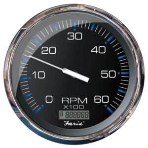 Faria Chesapeake Black 5 Tachometer w/Digital Hourmeter - 6000 RPM (Gas) (Inboard)