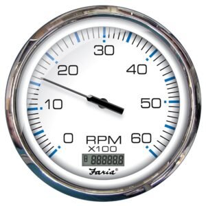 Faria Chesapeake White SS 5 Tachometer w/Digital Hourmeter - 6000 RPM (Gas) (Inboard)