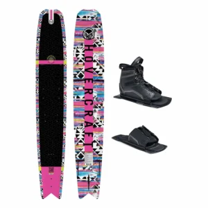 HO Women's Hovercraft Tribal Pink Slalom Ski w/ Stance UltraLite Bindings and Adjustable Rear Toe Plate